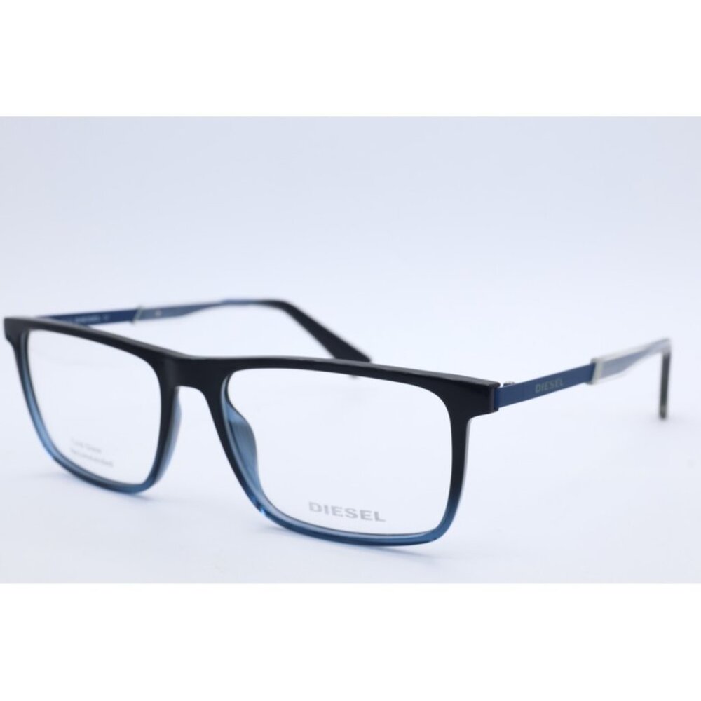 Diesel DL 5350 005 Square Matte Black & Blue Eyeglasses Clear Lenses 55mm